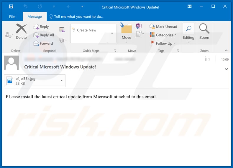 Critical Microsoft Windows Update! spam campaign