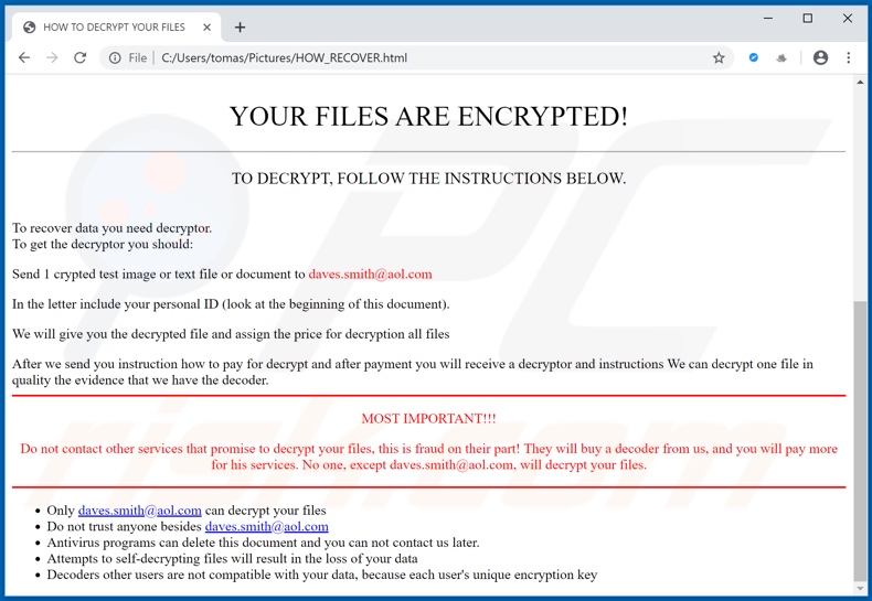 DavesSmith decrypt instructions