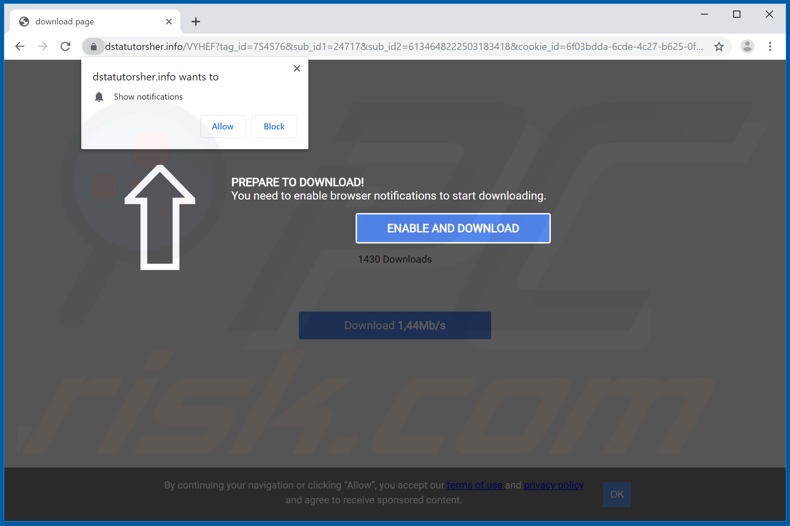 dstatutorsher[.]info pop-up redirects