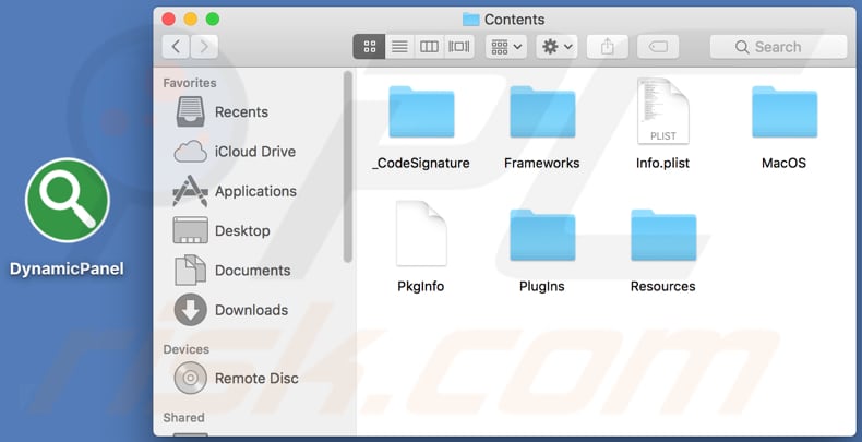 DynamicPanel installation folder and its contents