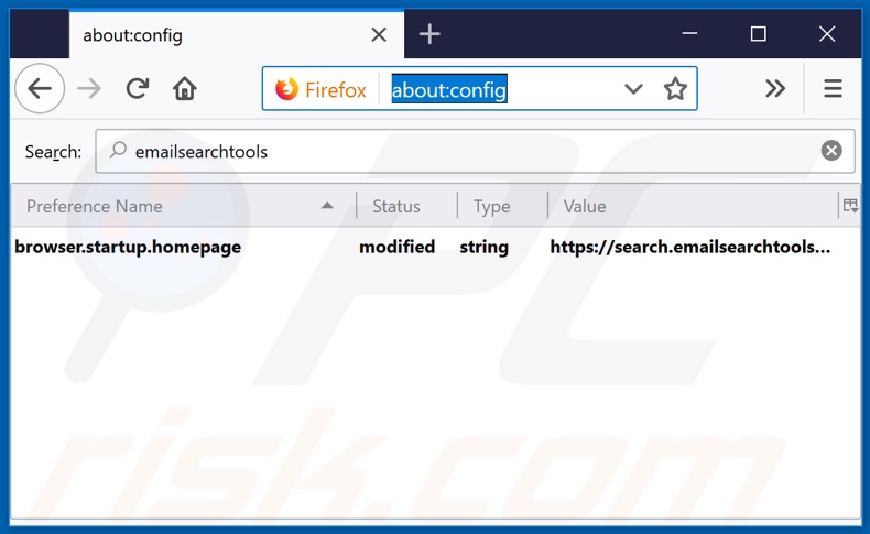 Removing search.emailsearchtools.com from Mozilla Firefox default search engine