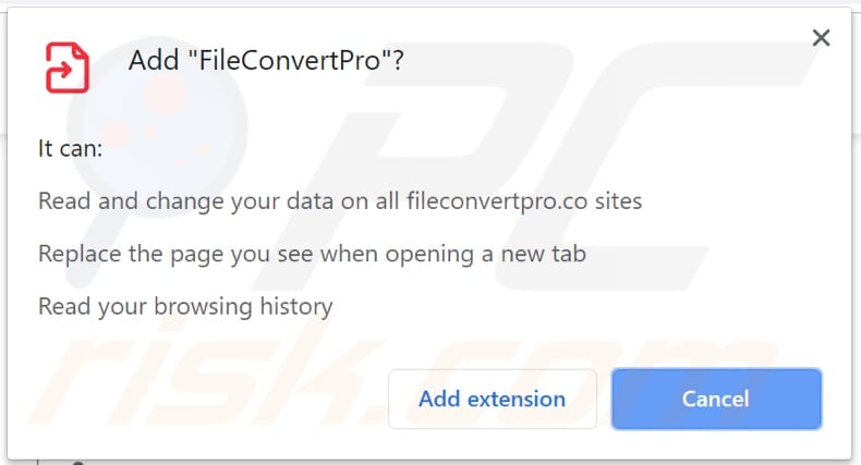 FileConvertPro asks for a permission to access data on chrome