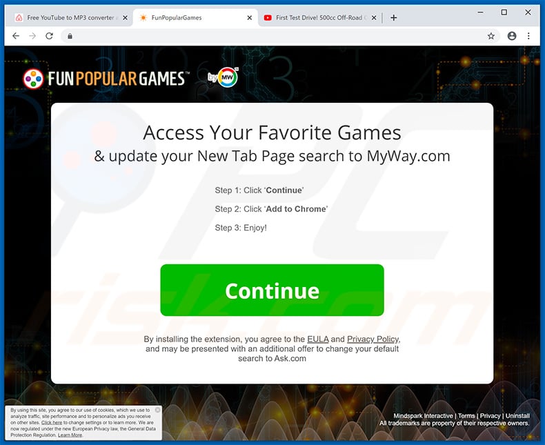 Fun Popular Games browser hijacker promoting website (sample 2)
