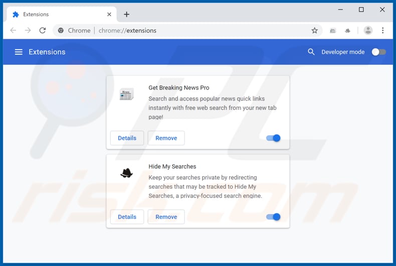 Removing search.getbreakingnewstabnet.com related Google Chrome extensions