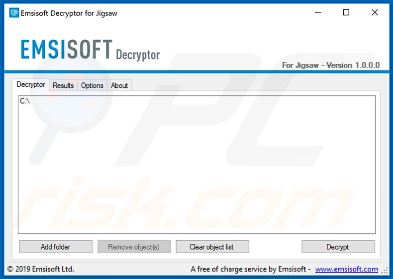 Jigsaw ransomware decryptor by Emsisoft