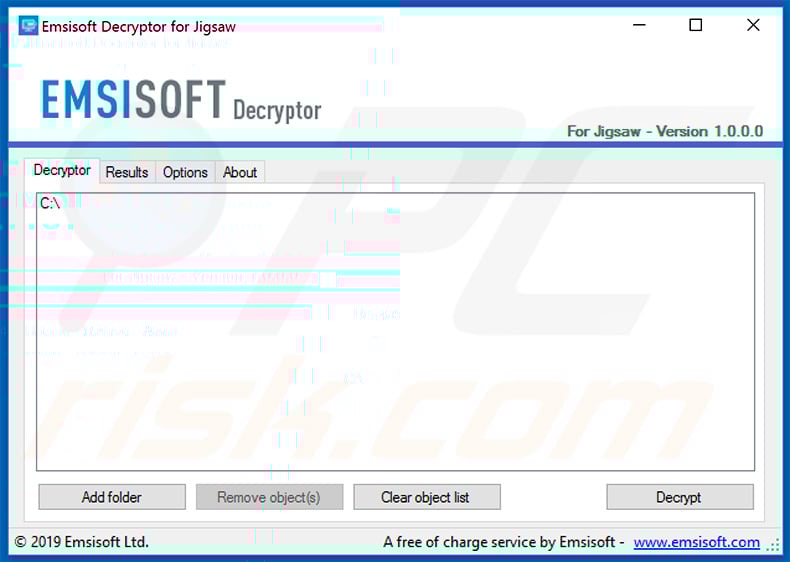 Jigsaw ransomware decryptor by Emsisoft