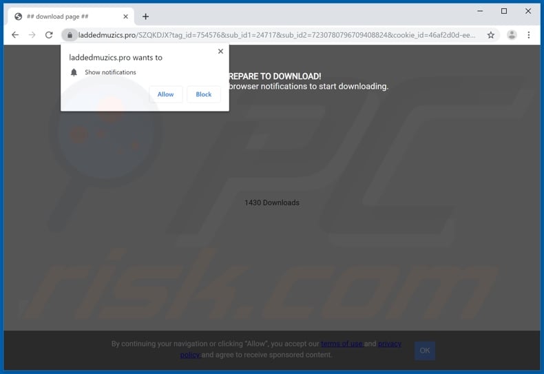 laddedmuzics[.]pro pop-up redirects
