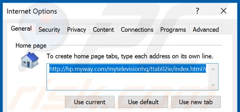 Removing hp.myway.com from Internet Explorer homepage