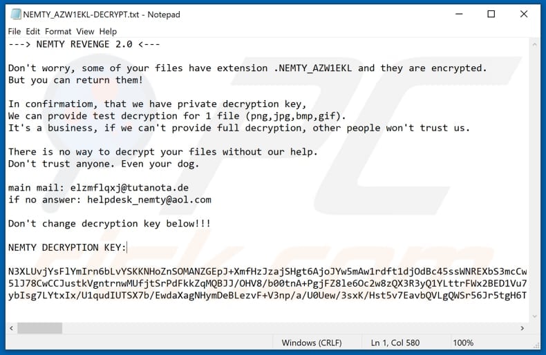 NEMTY REVENGE 2.0 ransomware ransom note (NEMTY_[victim's ID]-DECRYPT.txt)