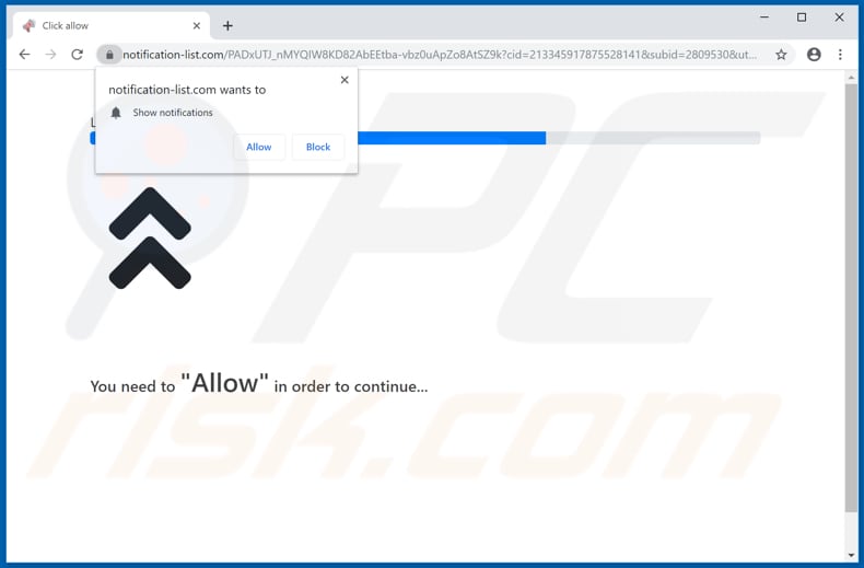 notification-list[.]com pop-up redirects