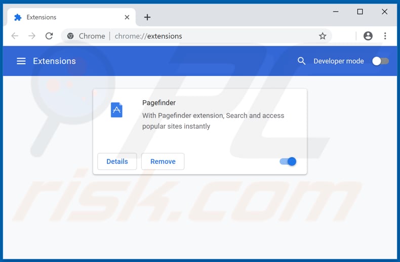 Removing Pagefinder ads from Google Chrome step 2