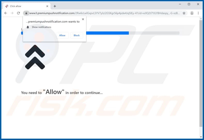 premiumpushnotification[.]com pop-up redirects