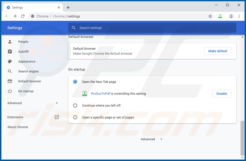 Removing prodoctopdf.com from Google Chrome homepage