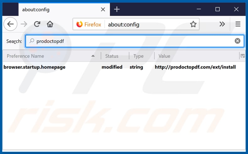 Removing prodoctopdf.com from Mozilla Firefox default search engine