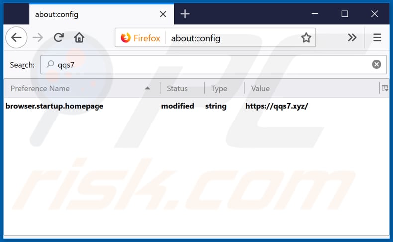 Removing qqs7.xyz from Mozilla Firefox default search engine