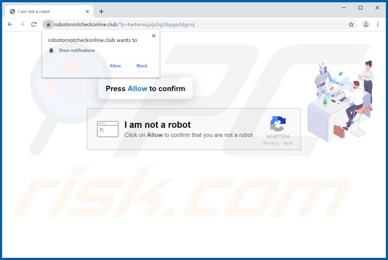 robotornotcheckonline[.]club pop-up redirects