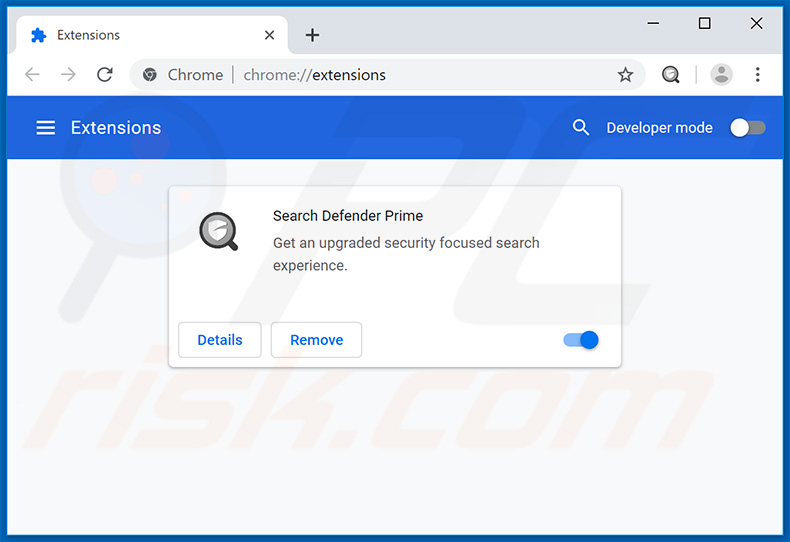 Removing searchdefenderprime.com related Google Chrome extensions
