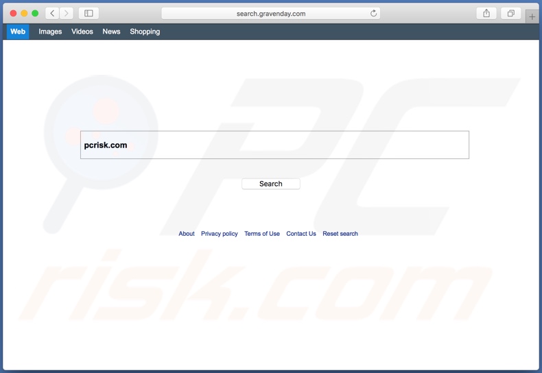 search.gravenday.com browser hijacker on a Mac computer