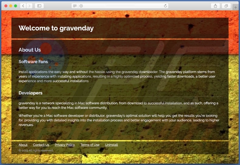 Dubious website used to promote search.gravenday.com