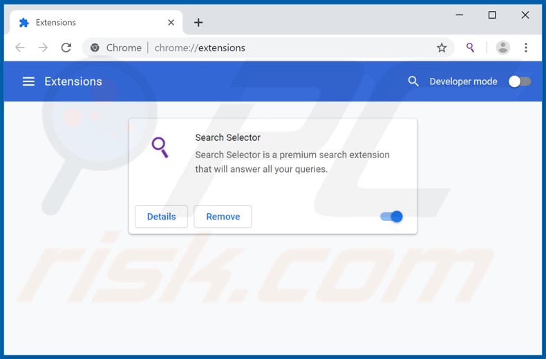 Removing selected-search.com related Google Chrome extensions