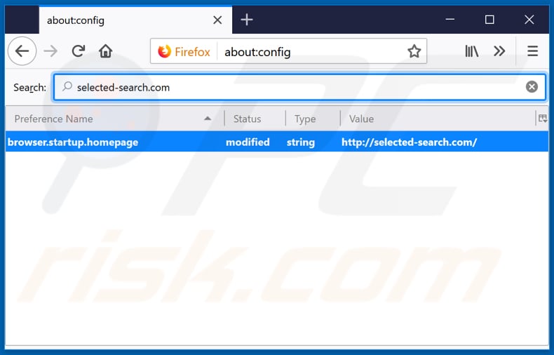 Removing selected-search.com from Mozilla Firefox default search engine