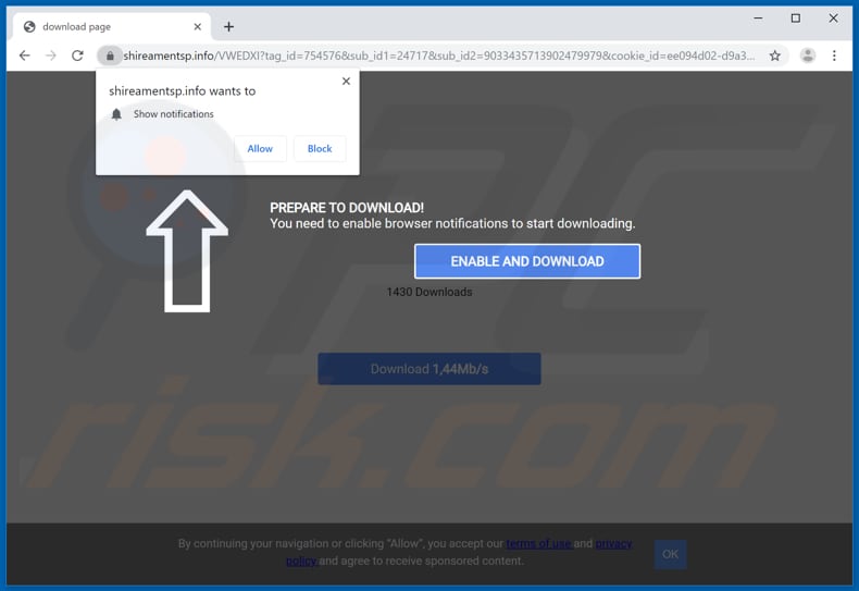 shireamentsp[.]info pop-up redirects