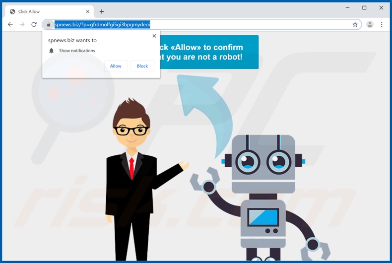 spnews[.]biz pop-up redirects