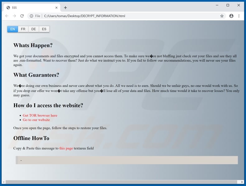 Sun decrypt instructions