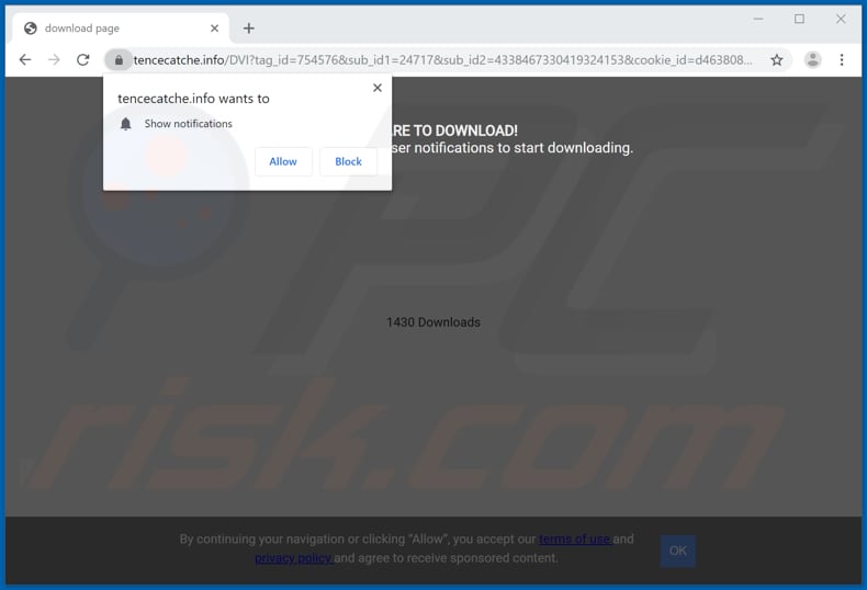 tencecatche[.]info pop-up redirects