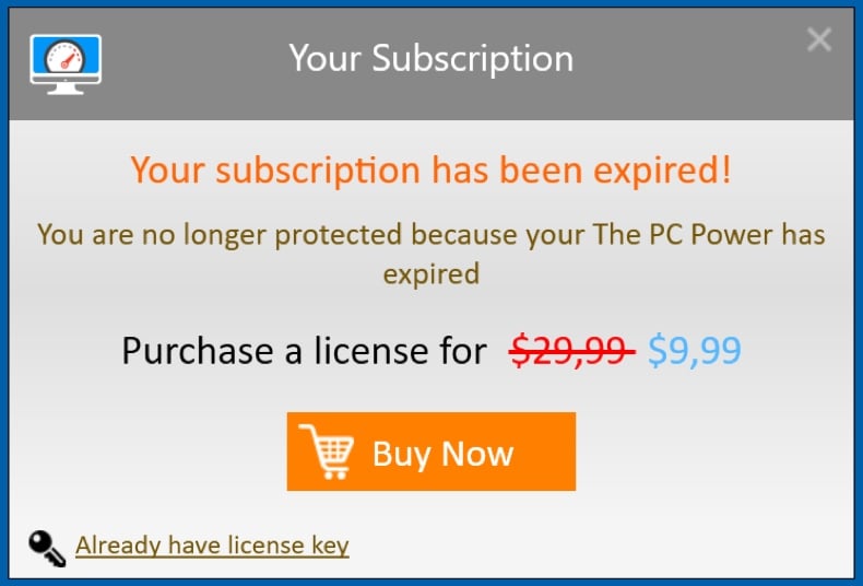 The PC Power subscription purchase