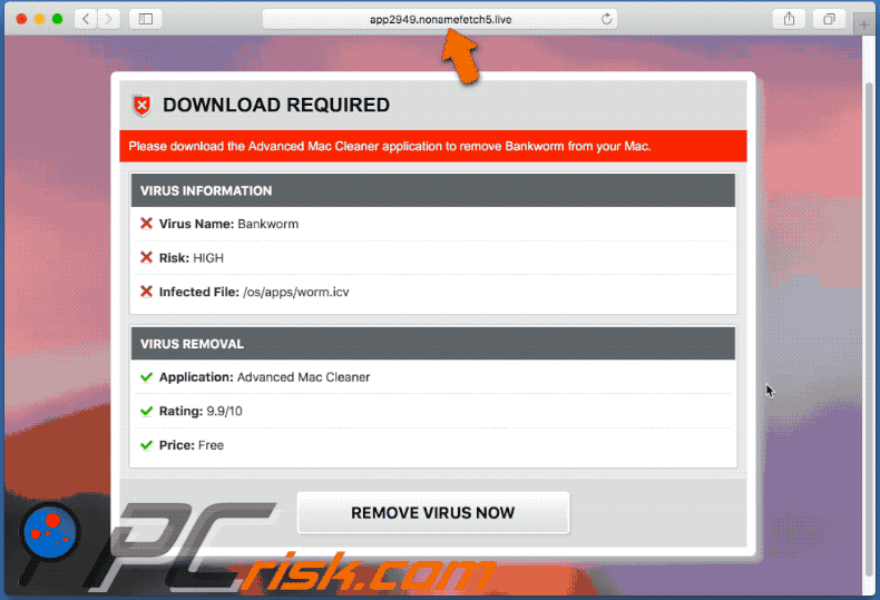 Appearance of tunesysbooster[.]xyz scam (GIF)