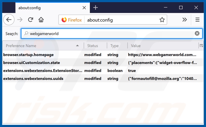 Removing webgamerworld.com from Mozilla Firefox default search engine