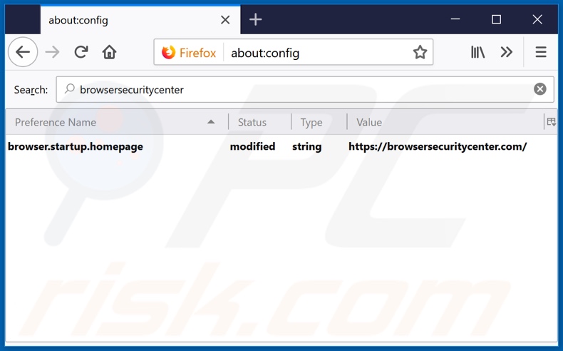 Removing browsersecuritycenter.com from Mozilla Firefox default search engine