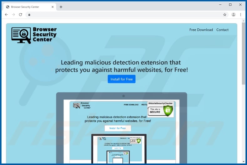 Website used to promote Website Security Checker browser hijacker