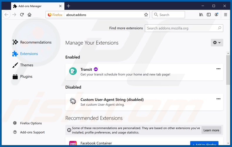 Removing rogue extensions from Mozilla Firefox step 2