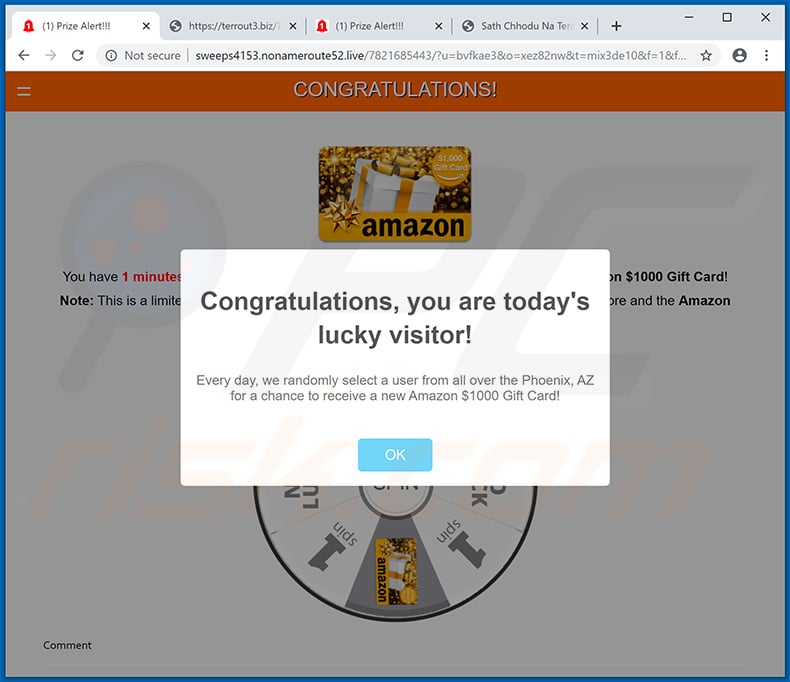 Amazon Gift Card pop-up scam (page 1)