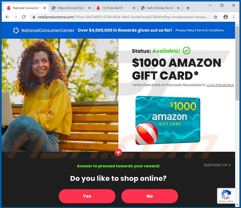 Amazon Gift Card pop-up scam (page 2)