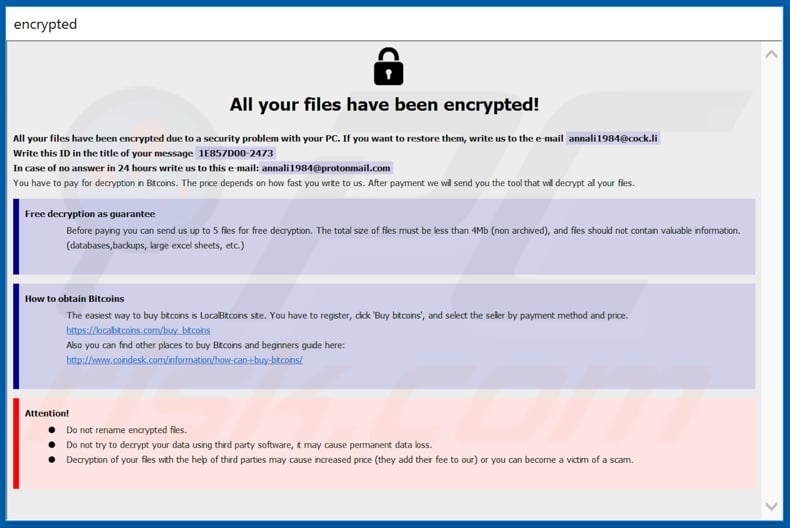 Calum ransomware ransom note (info.hta)