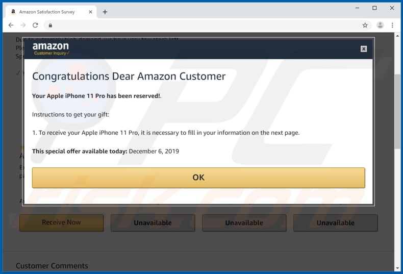 congratulations dear amazon customer scam fifth page