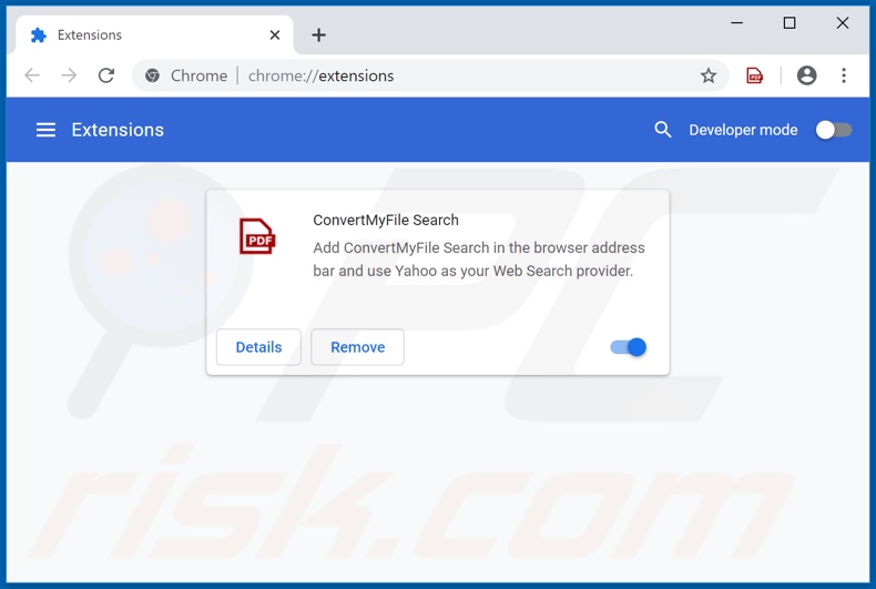 Removing services.convertmyfile-svc.org related Google Chrome extensions