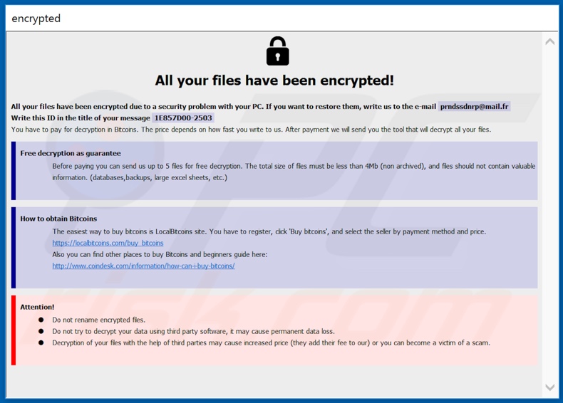 Deuce ransomware ransom-demanding message (info.hta)