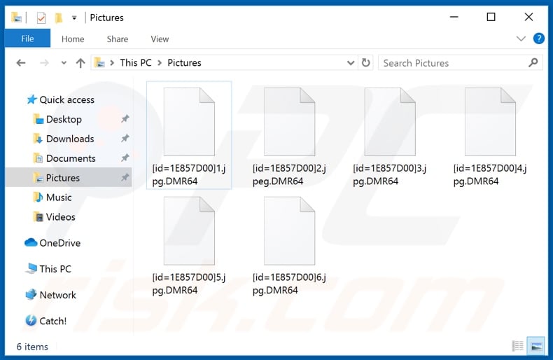 Files encrypted by DMR64 ransomware (.DMR64 extension)