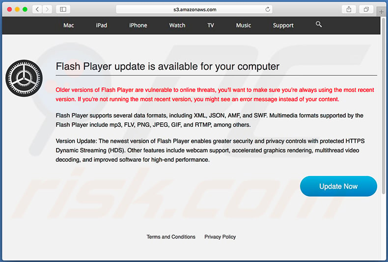 Fake Flash Player Update pop-up scam (sample 2)