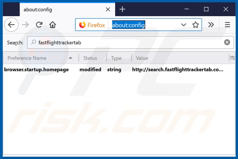 Removing search.fastflighttrackertab.com from Mozilla Firefox default search engine