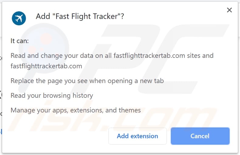 Fast Flight Tracker asks for a permission to read and change data