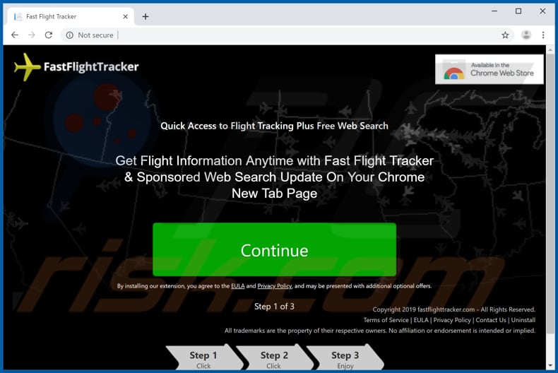 Website used to promote Fast Flight Tracker browser hijacker