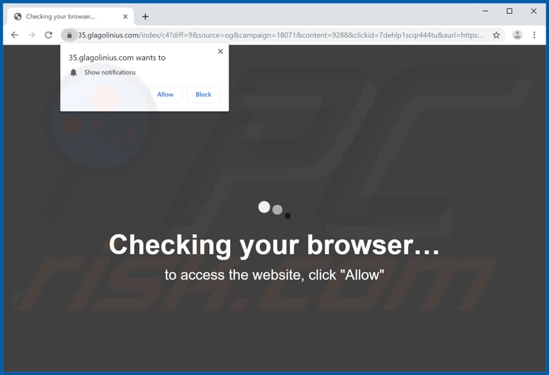 glagolinius[.]com pop-up redirects