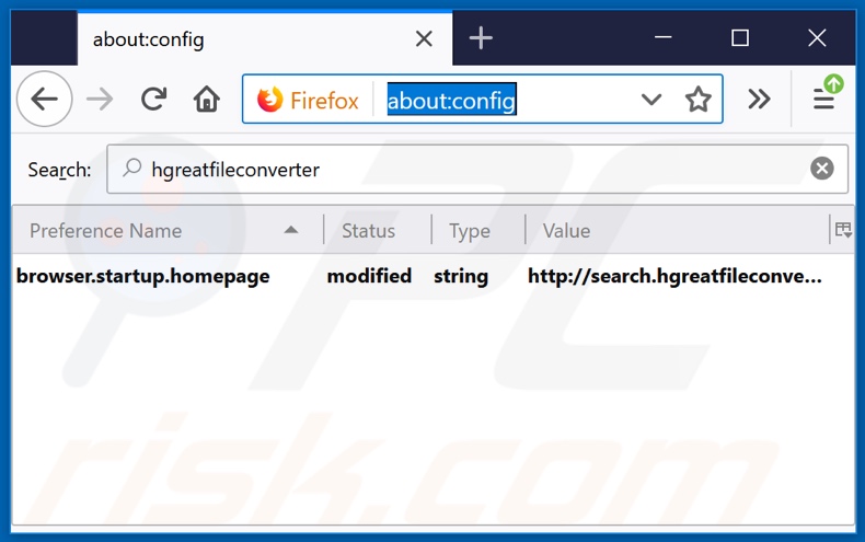 Removing search.hgreatfileconverter.com from Mozilla Firefox default search engine