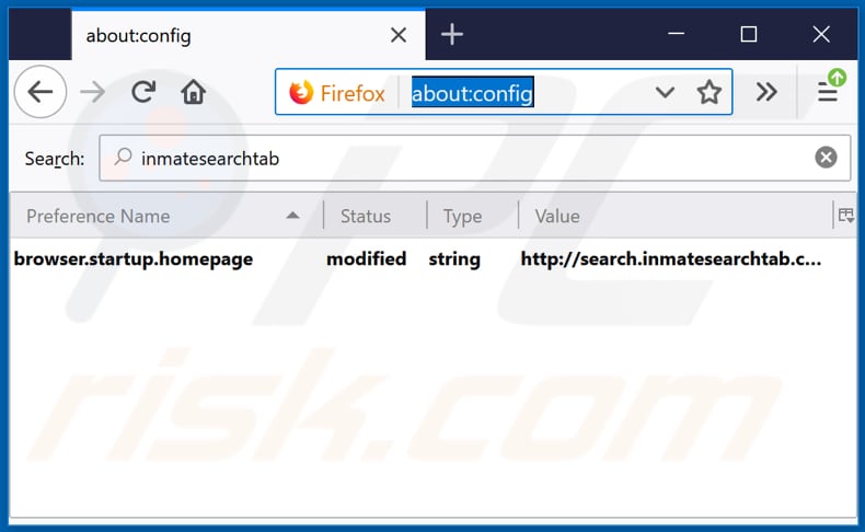 Removing search.inmatesearchtab.com from Mozilla Firefox default search engine