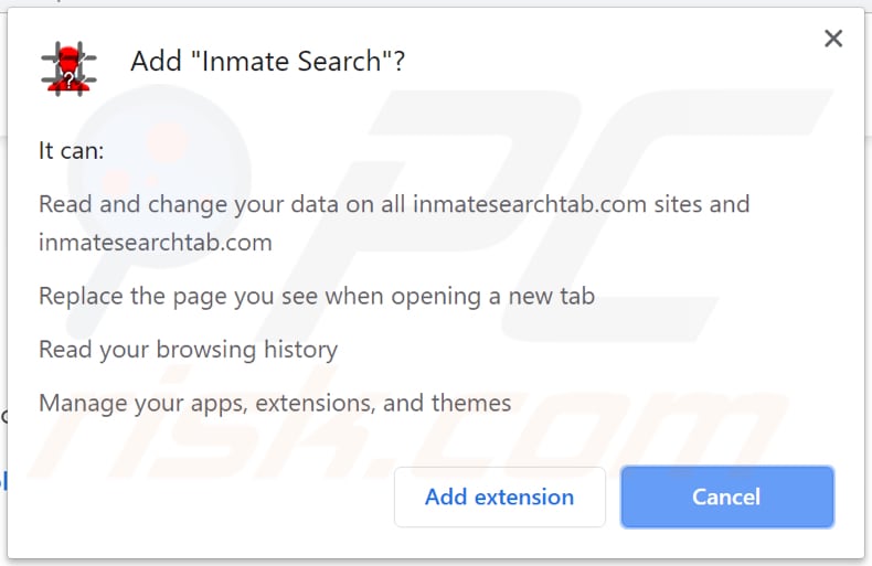 Inmate Search asks for a permission to access various data